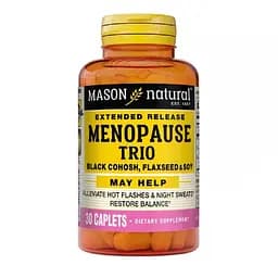 Підтримка при менопаузі, клопогон, лляне насіння та соя Mason Natural Menopause Relief Trio Black Cohosh Flaxseed and Soy 30 каплет