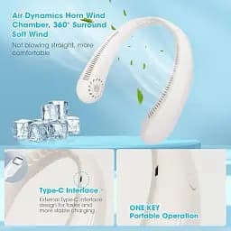 Портативний шийний вентилятор Bladeless Neck Cooler T36 з 3 швидкостями та функцією hands-free - мініатюра 2