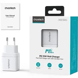 Мережевий зарядний пристрій Choetech PD6052-EU-WH USB-A/USB-С - мініатюра 3