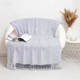 Плед бавовняний Vladi Валенсія Антоніо 140х200 білий-дим (10271)