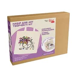 Набор экосумка-раскраска "Цветочный велосипед" Rosa N0003606 хлопок 220 г/м2, 38х42 см