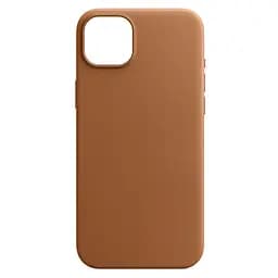 Кожаный чехол-панель для Apple iPhone 15 Plus, FAKE Leather Case, коричневый, искусственная кожа, премиальный, противоударный, защита всего корпуса, с мягкой подкладкой, поддержка MagSafe и беспроводной зарядки, ArmorStandart (ARM76294)