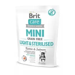 Сухой корм Brit Care GF Mini Light & Sterilised 0.4 кг для стерилизованных собак.