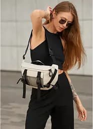 Женская сумка бананка Sambag Dynamicdart серая 38 × 21 × 7 см (80411030)