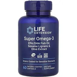 Омега-3 Life Extension Super Omega-3 Enteric Coated, 60 капсул для поддержки сердца и суставов