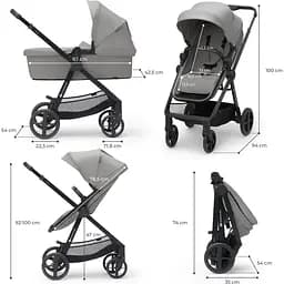 Універсальна коляска 3 в 1 Kinderkraft Newly Moonlight Grey (00-00305183) - мініатюра 12