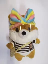 Собачка Lalafanfan м'який плюшевий Сіба-Іну в одязі та в окулярах коричнева в полоску