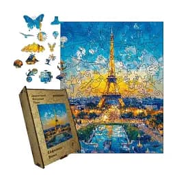 Деревянный пазл Эйфелева Башня, А3, Деревянная коробка 200 элементов