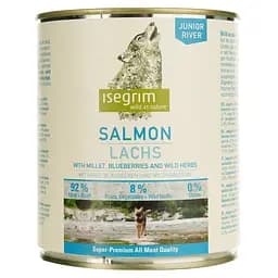 Влажный корм для щенков Isegrim Junior Salmon Лосось с просом, черникой и травами 800 г