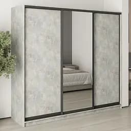 Шкаф-купе трехдверный MebelStar Стандарт BG 2ДСП/Зеркало 230x60x210 см Бетон (MBS-8387)