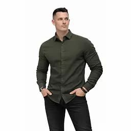 Сорочка чоловіча класична з льону 32424 XXL хакі