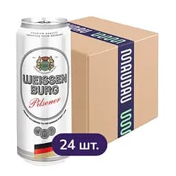 Упаковка пива Weissenburg Pilsener світле фільтроване 5% 12 л (0.5 л x 24 шт.) з/б 