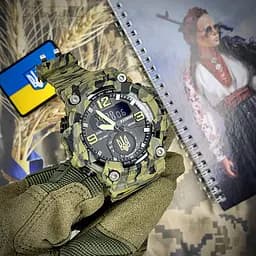 Наручний годинник чоловічий 004CMGRUAGD Тризуб золото Зелений камуфляж + Коробка. Patriot acs0031053 - мініатюра 3