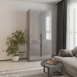 Шафа 2-дверна MebelStar Оскар Gloss BL-B, додаткова штанга 100x52x220 см Сіра мишка/Сірий (MBS-5155)