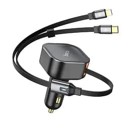 АЗП Hoco NZ13 Clever PD30W + висувний кабель Type-C and Lightning Black