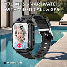 Дитячий смарт-годинник Y76, 4G GPS Wi-Fi SIM камера SOS IP67 чорний - мініатюра 6