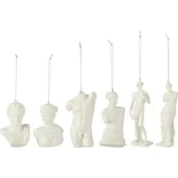 Ялинкові прикраси J-line з римськими статуями білого кольору 6 шт. (49855)