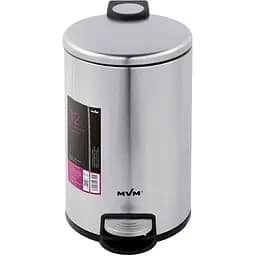 Ведро для мусора МVM с крышкой и педалью 12 л (BIN-16 12L SS)