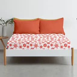 Простирадло Cosas на резинці фланель 100х200 snowflakes cs2, винний (Flannel_SnowflakesRedWhite_100x200x20) - мініатюра 3