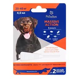 Краплі на холку від бліх і кліщів Palladium Massive Action для собак 25 - 40 кг 1 піпетка 4 мл