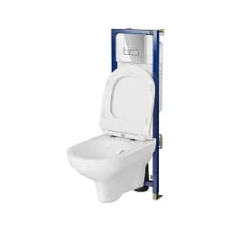 Інсталяція Cersanit Tech Line Base з кнопкою Base Smart + унітаз City CleanOn із сидінням 30412