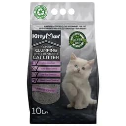 Бентонитовый наполнитель Kitty Max для кошачьего туалета с ароматом лаванды белый 10 л.
