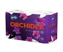 Grite Orchidea, 24 рул., Гріте Орхідея, Папір туалетний, 3-шаровий, білий, 18.75 м, 135 аркушів, 138х90 мм