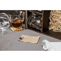 Подарунковий набір Whiskey Stones камені для віскі у дерев'яному пеналі №8 + 4 склянки Bohemia Quadro + щипці + мішечок - мініатюра 5