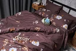Комплект постільної білизни Moon&Star Микросатин Premium Floral Mocha сімейний 143х210х2 наволочки 4х50х70 - мініатюра 5