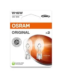 Комплект вказівних ламп розжарювання OSRAM 921-2BL W16W 12V W2.1X9.5D Blister (2 шт) - мініатюра 3