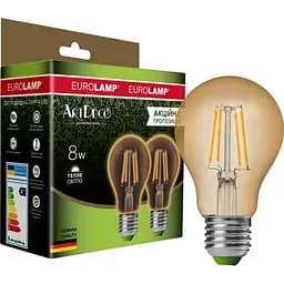 Светодиодная лампа Eurolamp LED Deco, A60, 8W, E27, 2700K, 2 шт. (MLP-LED-A60-08273(Amber)new)