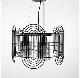 Подвесная люстра в стиле лофт на 3 лампы в черном корпусе Line.F Цвет плафона Янтарный