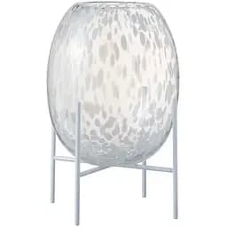 Ваза J-line стеклянная белая с леопардовым принтом на подставке 38 см (96619)