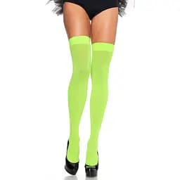 Щільні неонові панчохи Leg Avenue Nylon Thigh Highs Neon Green, One Size