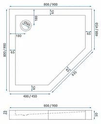 Душовий піддон Rea Diamond black 90x90 REA-K8543, Чорний - мініатюра 8