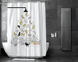 Штора для ванной комнаты Fabrika Funny Cats с кольцами 12 шт. 180x180 полиэстер