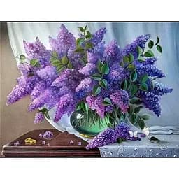 Алмазна вишивка 40*50 см на підрамнику повна викладка Бузок