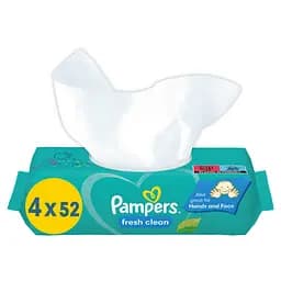 Набір дитячі вологі серветки Pampers Fresh Clean 208 шт. (4 упаковки по 52 шт.) - мініатюра 2