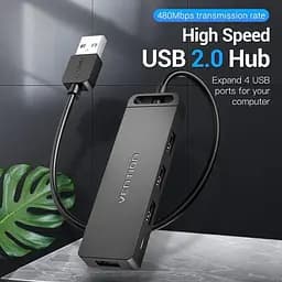 Хаб USB Vention 2.0 -> 4xUSB 2.0 0.15м Black (CHMBB) - мініатюра 4
