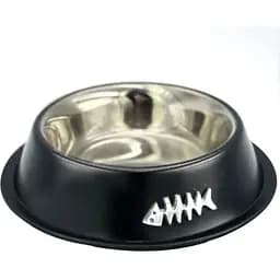 Миска для собак Lucky Star нековзна з хромованим дном 20 см 950 мл чорна (SWT 1136-4)