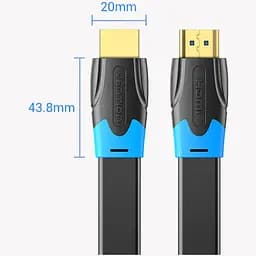 Кабель HDMI M - M, 8.0м, Vention, V2.0, 4K 60Гц, PVC Flat Design, Black - мініатюра 2