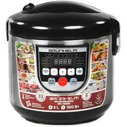 Мультиварка пароварака Grunhelm с LED экраном 900 Вт, на 10 программ, Черный