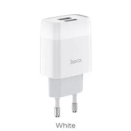 Адаптер мережевий Hoco Glorious C73A на 2 USB-порти сам блок білий - мініатюра 2