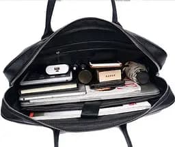 Шкіряна чоловіча сумка-портфель для ноутбука Tiding Bag M364A чорна - мініатюра 5