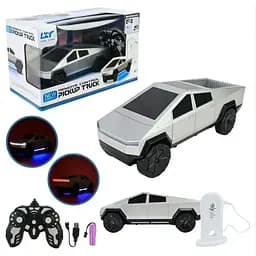 Машина на радіокеруванні Tesla Cybertruc 9076 підсвічування  музика USB-кабель беззвучний режим в коробці 3.7 Вт Сірий