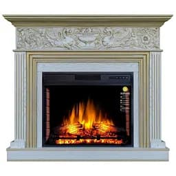 Каминокомплект ArtiFlame Residence AF28S белый дуб, патина золото