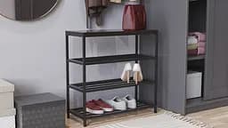 Полиця для взуття Слайм 3 Ferrum-decor 635x630x260 Чорний метал ДСП Венге Магія 16 мм (FRD-105157) - мініатюра 4