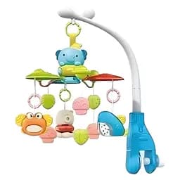 Карусель для ліжечка YD 750-28-1 з Bluetooth і підсвіткою, музика, оберт, пульт блакитний