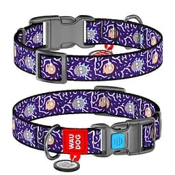 Ошейник для собак нейлоновый Waudog Nylon с QR-паспортом "Рик и Морти 2" пластиковый фастекс XL,Ш 25 мм Д 37-58 см