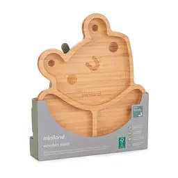 Дитяча бамбукова секційна тарілка Miniland Wooden Plate Frog, на присосці, коричневий із зеленим - мініатюра 8